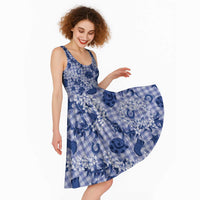 Mokihana Maile Ilima Leis Paniolo Palaka Midi Dress Hawaiian Polu Spirit - Polynesian Pride