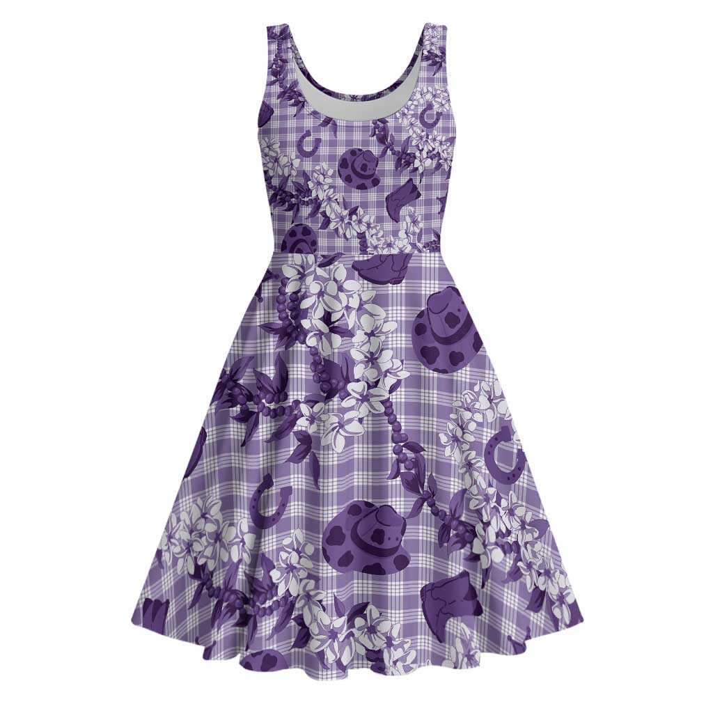 Mokihana Maile Ilima Leis Paniolo Palaka Midi Dress Hawaiian Poni Spirit - Polynesian Pride