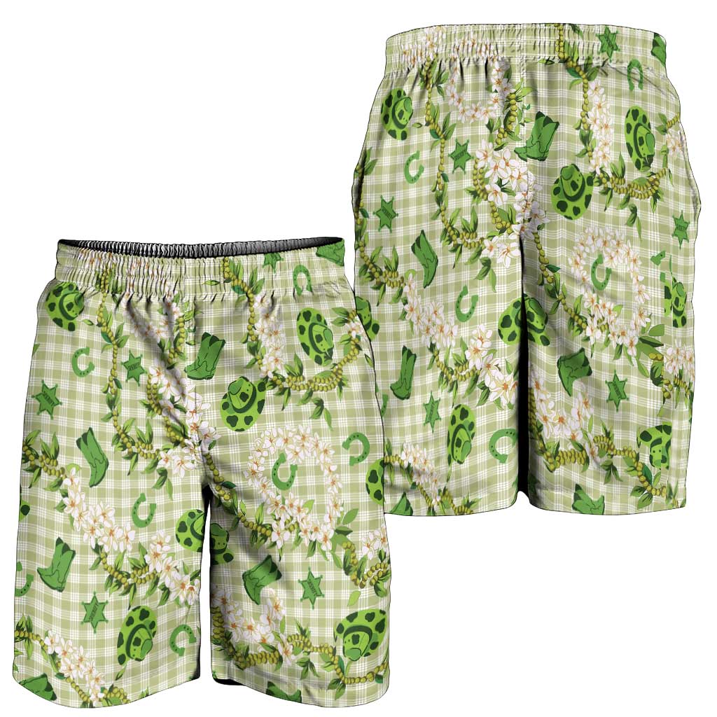 Mokihana Maile Ilima Leis Paniolo Palaka Shorts for Men Hawaiian Omaomo Ala Spirit - Polynesian Pride