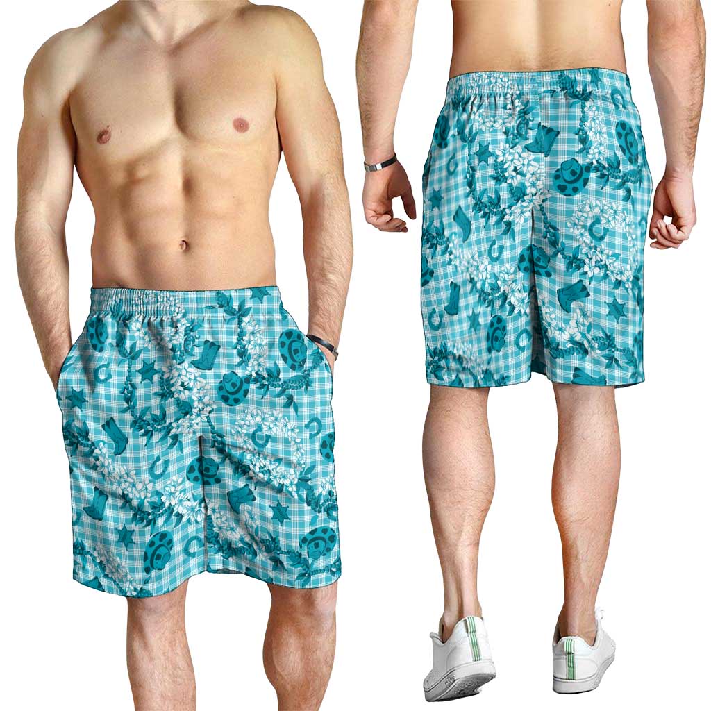 Mokihana Maile Ilima Leis Paniolo Palaka Shorts for Men Hawaiian Polu Opa Spirit - Polynesian Pride