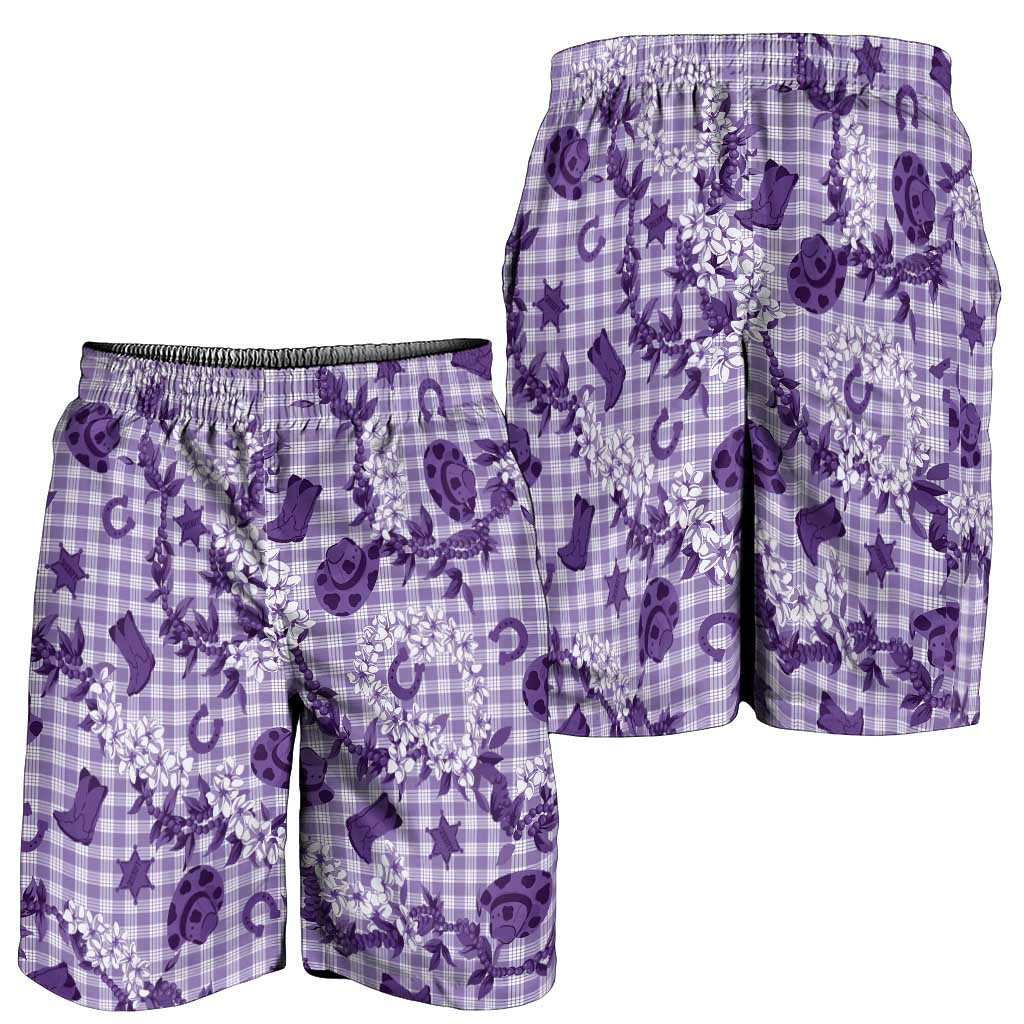 Mokihana Maile Ilima Leis Paniolo Palaka Shorts for Men Hawaiian Poni Spirit - Polynesian Pride