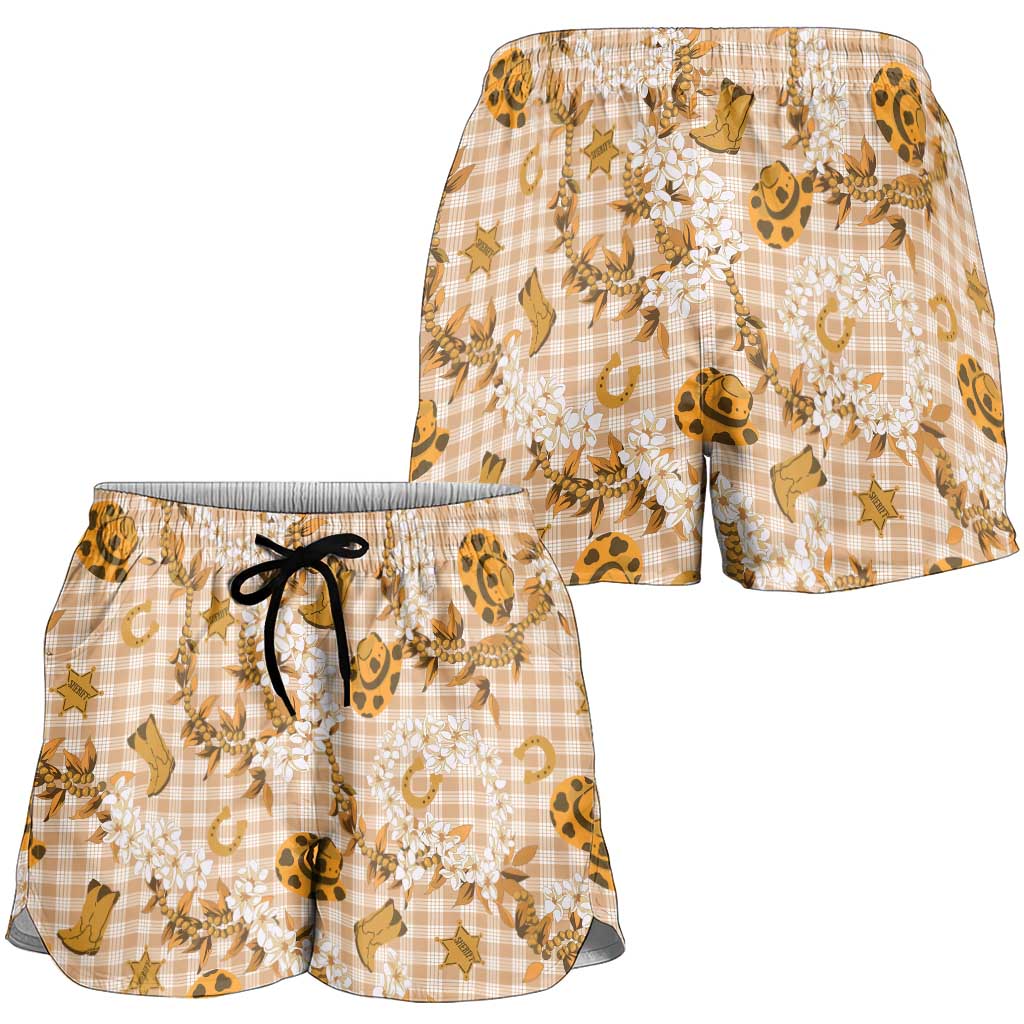 Mokihana Maile Ilima Leis Paniolo Palaka Shorts for Women Hawaiian Kula Spirit - Polynesian Pride