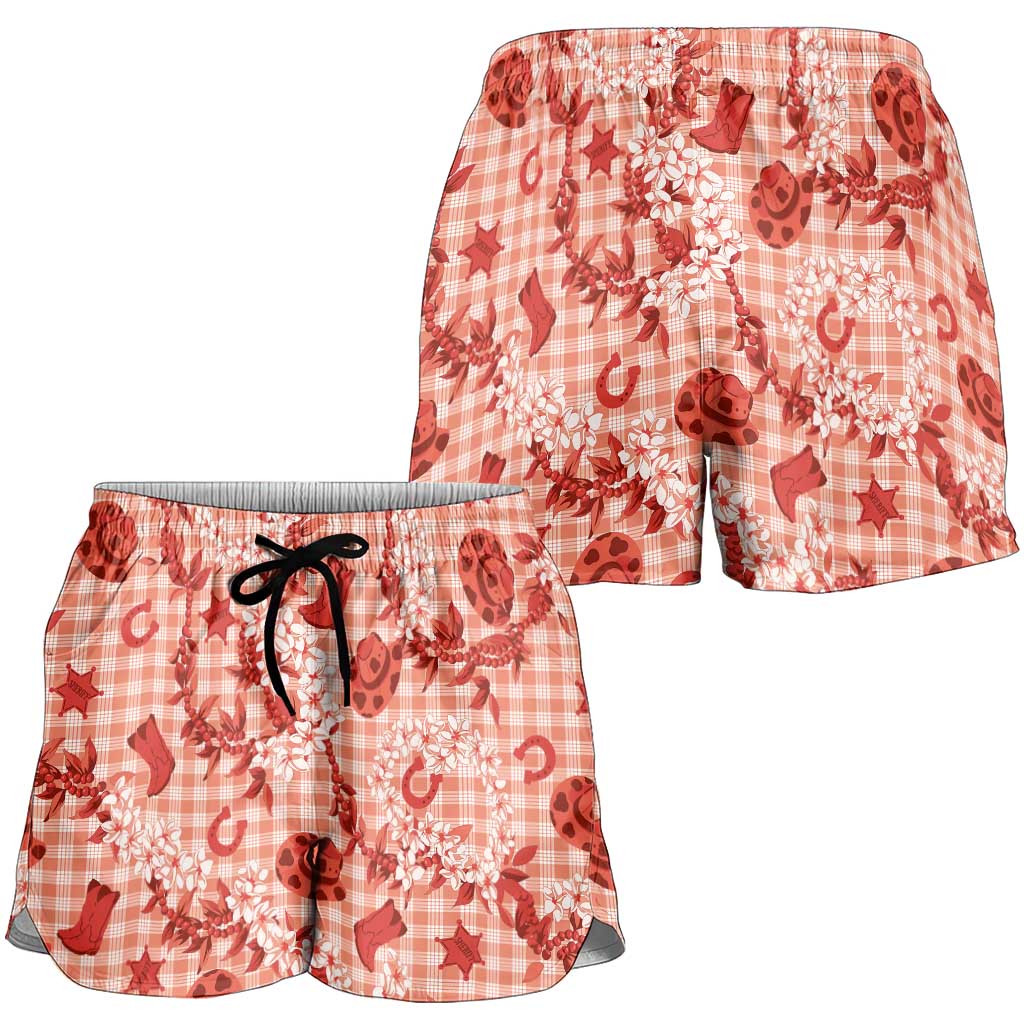 Mokihana Maile Ilima Leis Paniolo Palaka Shorts for Women Hawaiian Ulaula Spirit - Polynesian Pride