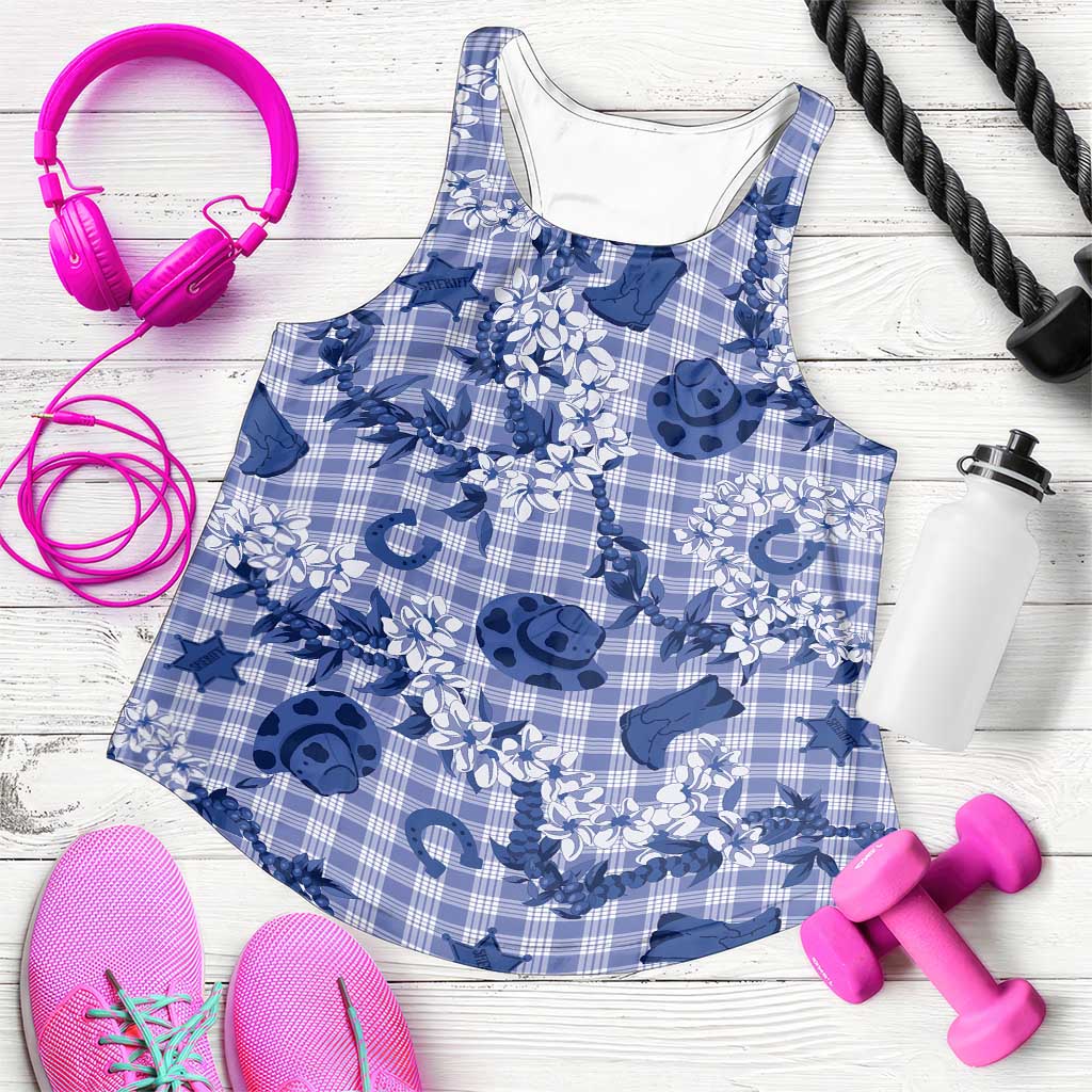 Mokihana Maile Ilima Leis Paniolo Palaka Women Racerback Tank Hawaiian Polu Spirit - Polynesian Pride