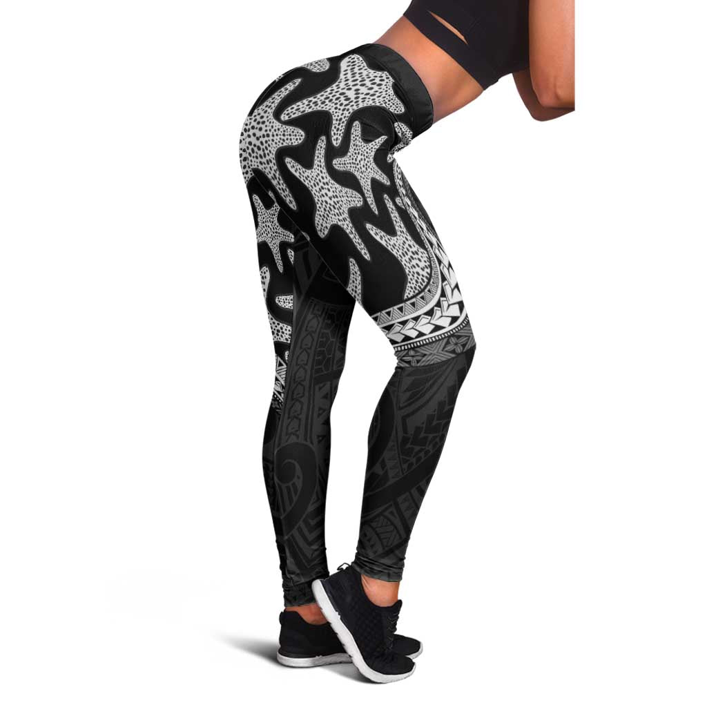 Monotone Polynesian Starfish Unique Pattern Leggings