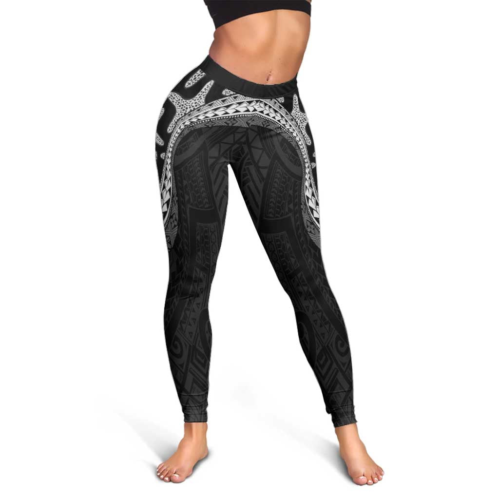 Monotone Polynesian Starfish Unique Pattern Leggings
