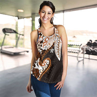 Monstera Plumeria Flowers Orange Women Racerback Tank Polynesian Pattern