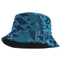 Naval Night Aloha Hawaii Bucket Hat Hawaiian Kakau Ohia Lehua Lei - Polynesian Pride
