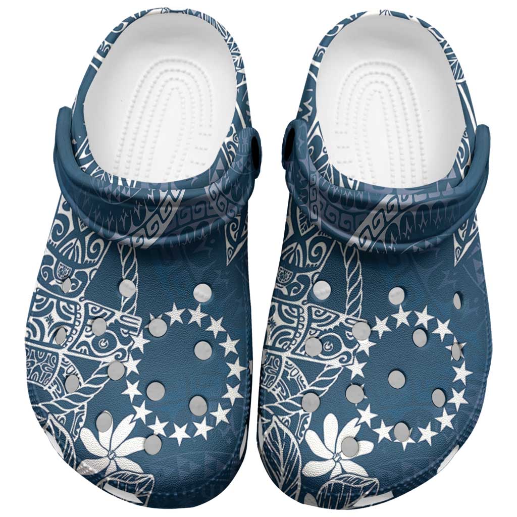 Navy Kuki Airani Tapakau Clogs Shoes Tribal Anchor Mix Tiare