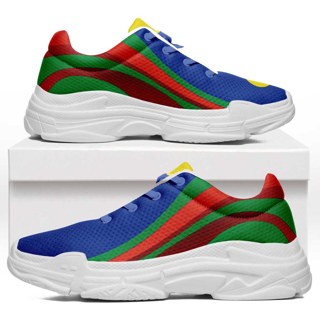 New Caledonia Chunky Sneakers Flag-Inspired Curve Style