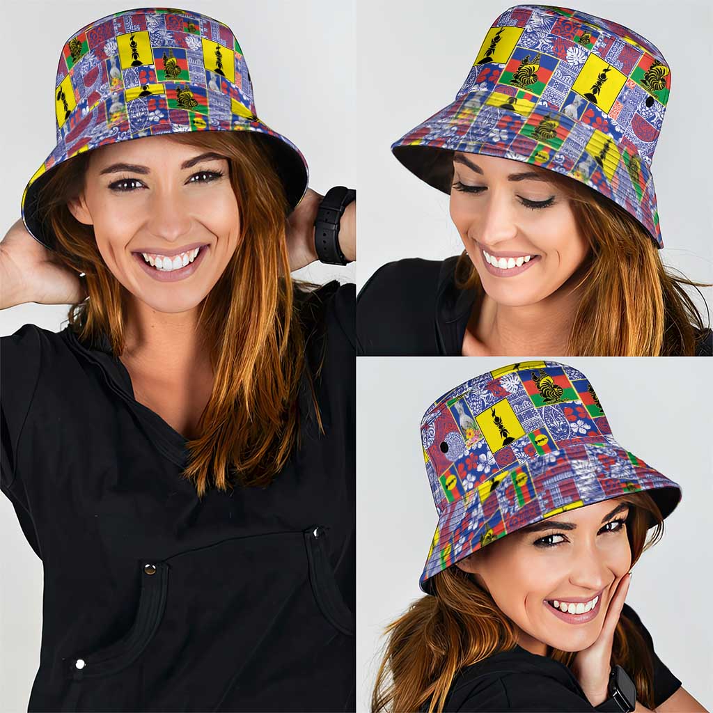 New Caledonia Joyeux Noel Bucket Hat Pacific Patchwork Xmas Vibes - Polynesian Pride