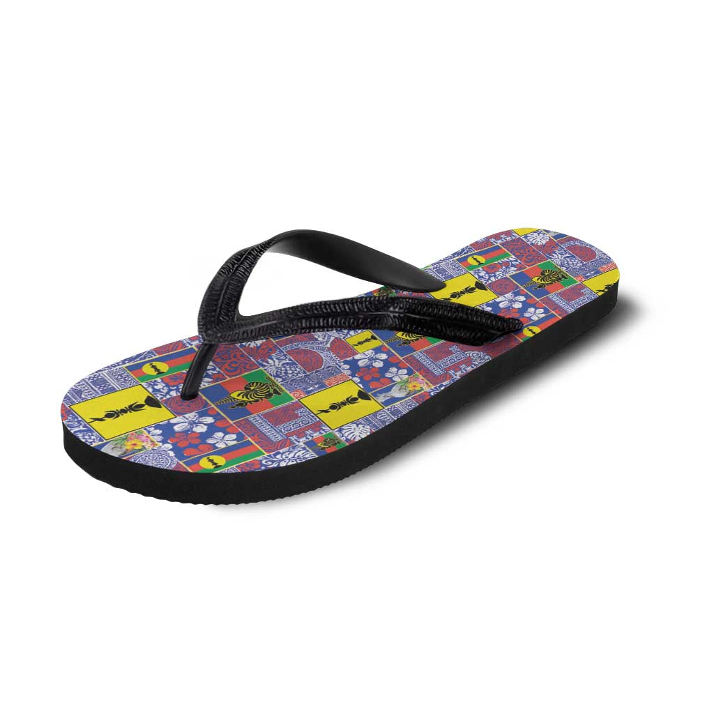New Caledonia Joyeux Noel Flip Flops Pacific Patchwork Xmas Vibes - Polynesian Pride