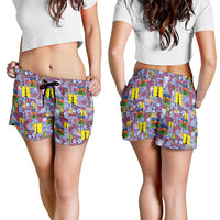 New Caledonia Joyeux Noel Shorts for Women Pacific Patchwork Xmas Vibes - Polynesian Pride