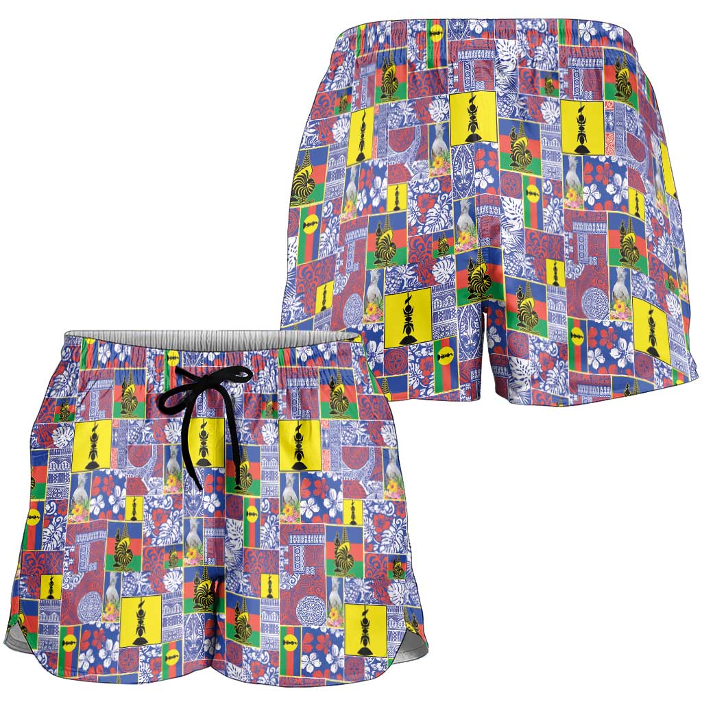New Caledonia Joyeux Noel Shorts for Women Pacific Patchwork Xmas Vibes - Polynesian Pride