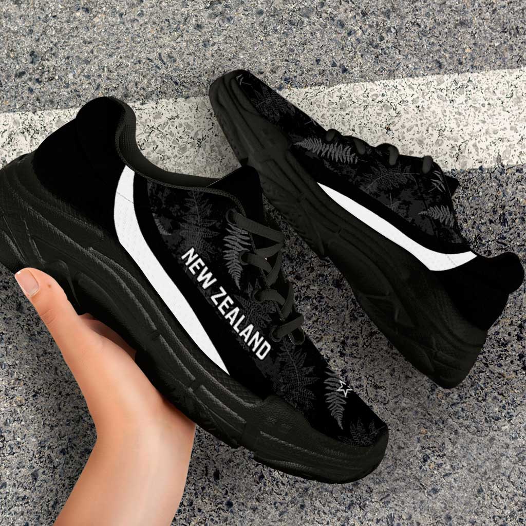 New Zealand 2026 Football Chunky Sneakers Go All White Silver Fern Curve Stylized - Polynesian Pride
