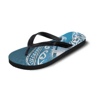 New Zealand Aotearoa Darts Masters Flip Flops Maori Art Tattoo with Tribal Dart Symbol Blue - Polynesian Pride