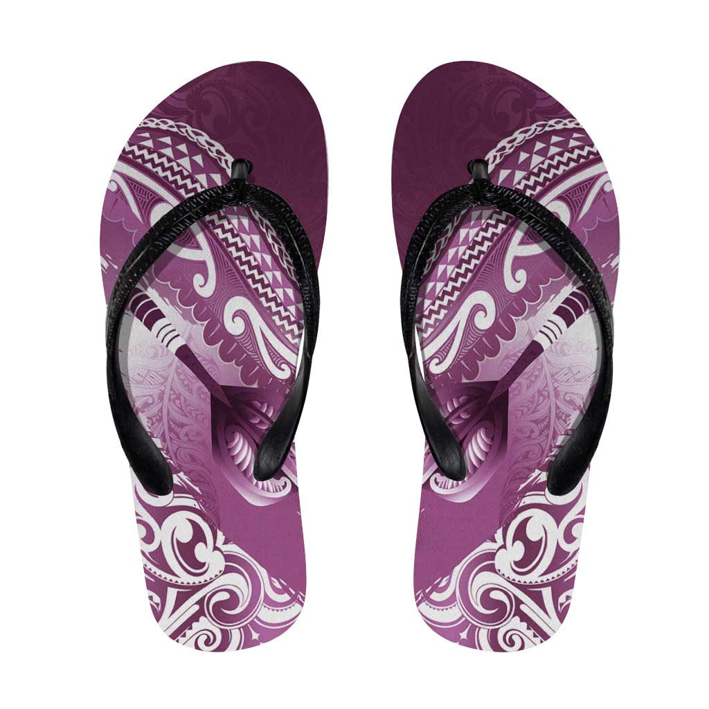 New Zealand Aotearoa Darts Masters Flip Flops Maori Art Tattoo with Tribal Dart Symbol Pink - Polynesian Pride