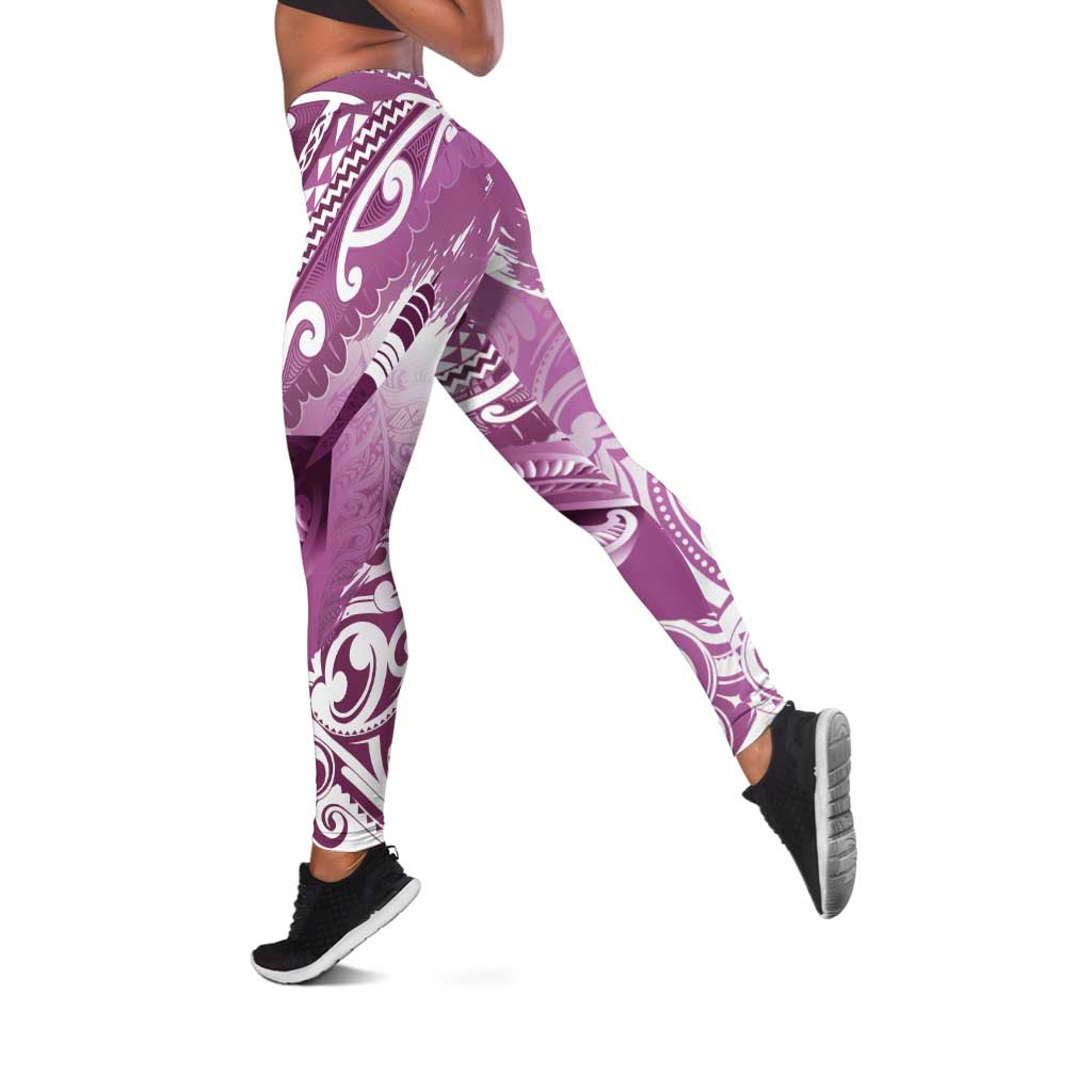 New Zealand Aotearoa Darts Masters Leggings Maori Art Tattoo with Tribal Dart Symbol Pink - Polynesian Pride