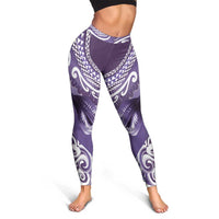 New Zealand Aotearoa Darts Masters Leggings Maori Art Tattoo with Tribal Dart Symbol Purple - Polynesian Pride