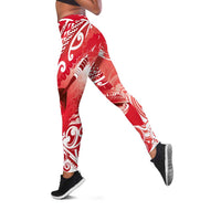 New Zealand Aotearoa Darts Masters Leggings Maori Art Tattoo with Tribal Dart Symbol Red - Polynesian Pride