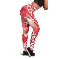 New Zealand Aotearoa Darts Masters Leggings Maori Art Tattoo with Tribal Dart Symbol Red - Polynesian Pride