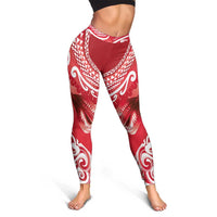 New Zealand Aotearoa Darts Masters Leggings Maori Art Tattoo with Tribal Dart Symbol Red - Polynesian Pride