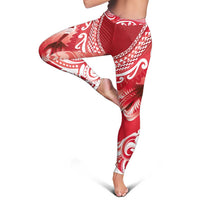 New Zealand Aotearoa Darts Masters Leggings Maori Art Tattoo with Tribal Dart Symbol Red - Polynesian Pride