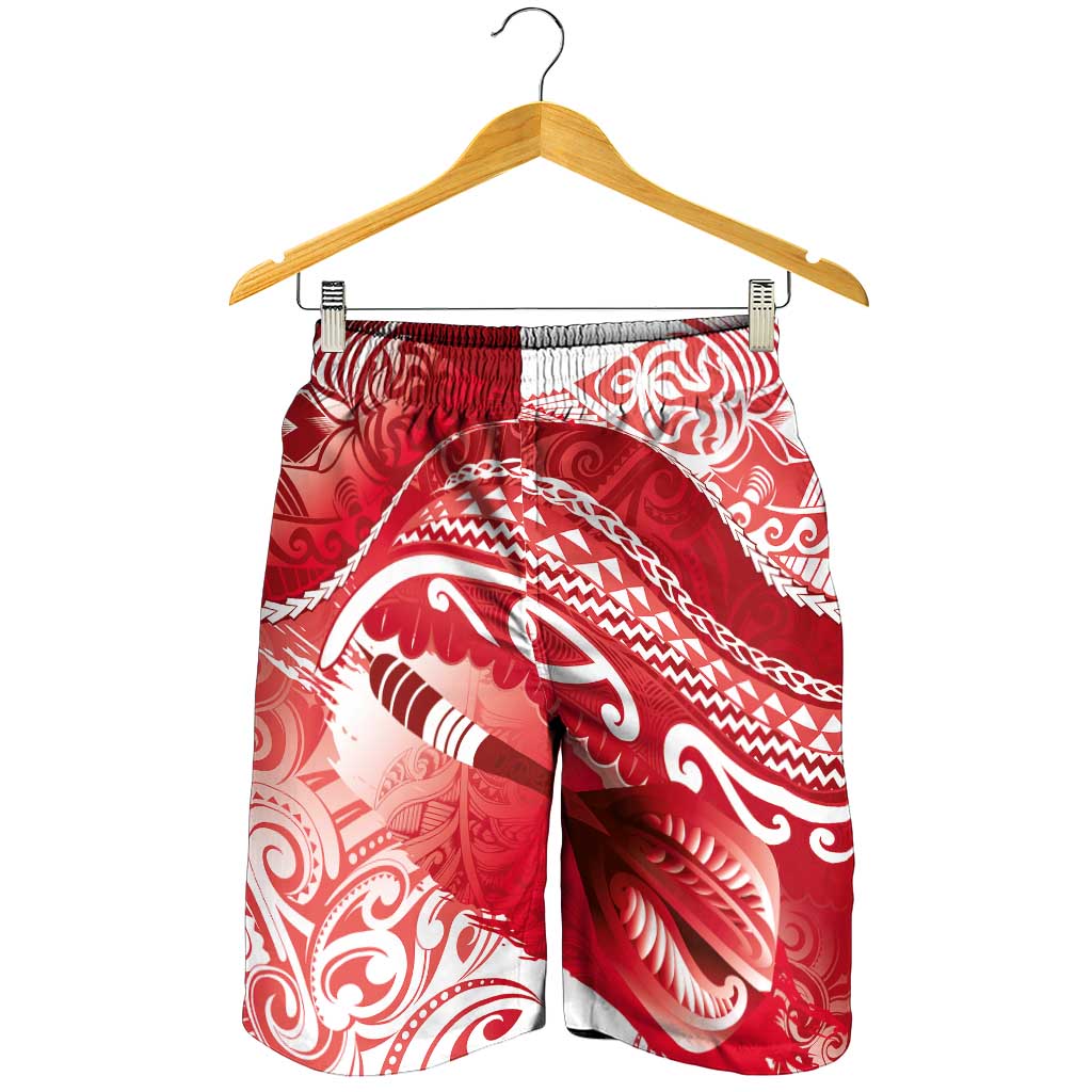 New Zealand Aotearoa Darts Masters Shorts for Men Maori Art Tattoo with Tribal Dart Symbol Red - Polynesian Pride
