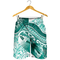New Zealand Aotearoa Darts Masters Shorts for Men Maori Art Tattoo with Tribal Dart Symbol Teal Color - Polynesian Pride