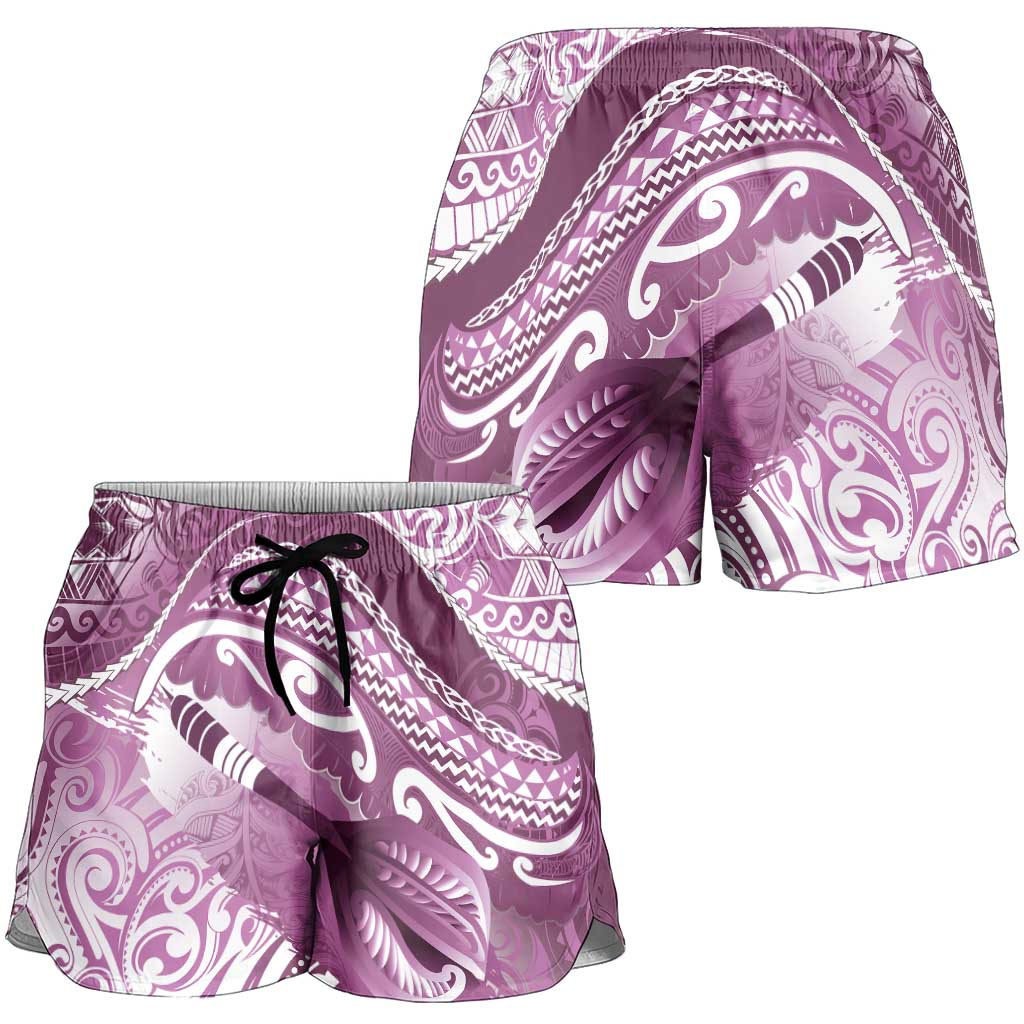 New Zealand Aotearoa Darts Masters Shorts for Women Maori Art Tattoo with Tribal Dart Symbol Pink - Polynesian Pride