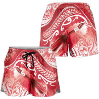 New Zealand Aotearoa Darts Masters Shorts for Women Maori Art Tattoo with Tribal Dart Symbol Red - Polynesian Pride