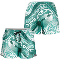New Zealand Aotearoa Darts Masters Shorts for Women Maori Art Tattoo with Tribal Dart Symbol Teal Color - Polynesian Pride