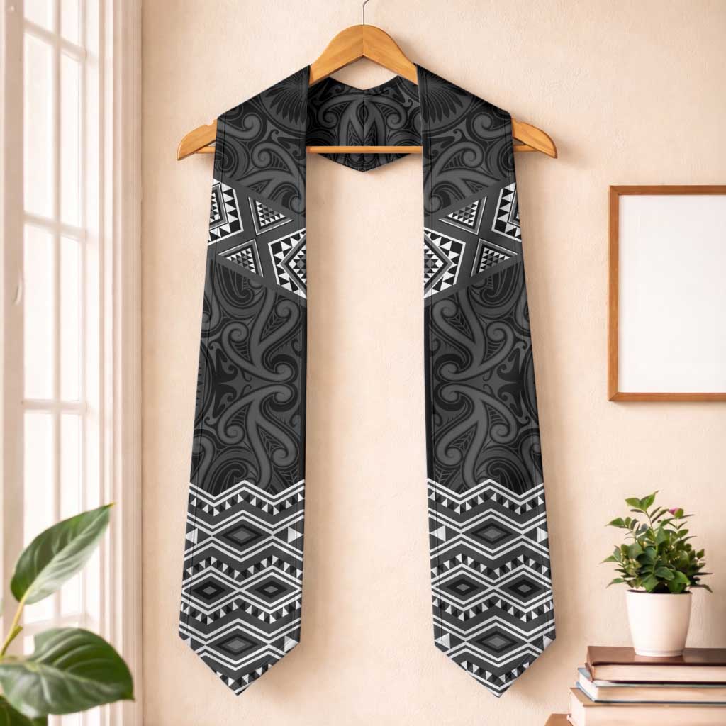 New Zealand Aotearoa Graduation Stole Black Taniko Art Maori Pattern