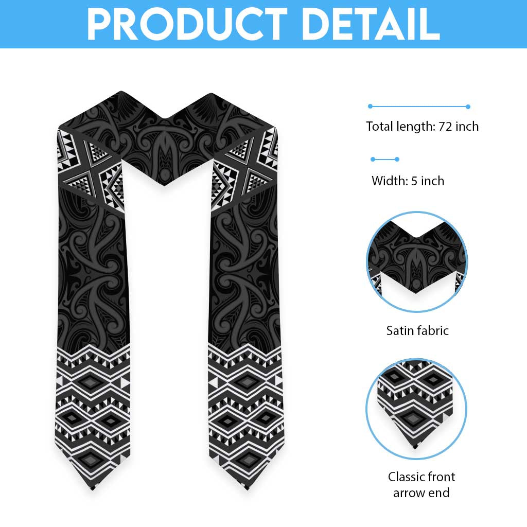 New Zealand Aotearoa Graduation Stole Black Taniko Art Maori Pattern