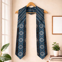 New Zealand Aotearoa Graduation Stole Blue Poutama With Taniko Pattern