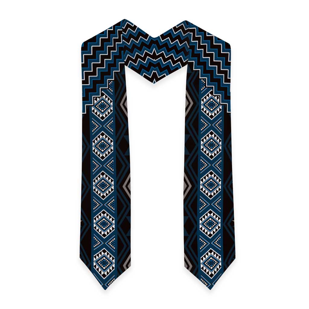 New Zealand Aotearoa Graduation Stole Blue Poutama With Taniko Pattern