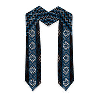 New Zealand Aotearoa Graduation Stole Blue Poutama With Taniko Pattern
