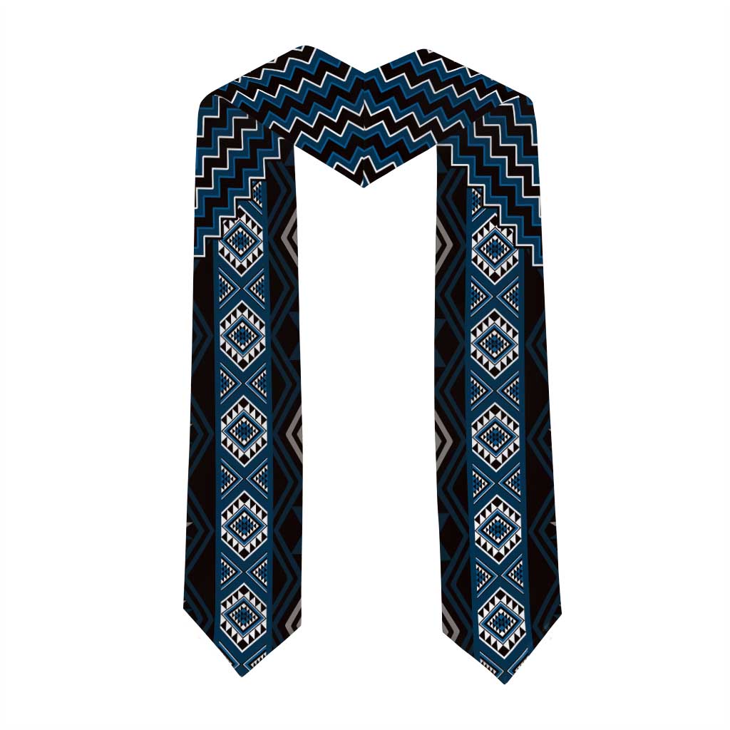 New Zealand Aotearoa Graduation Stole Blue Poutama With Taniko Pattern