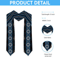 New Zealand Aotearoa Graduation Stole Blue Poutama With Taniko Pattern