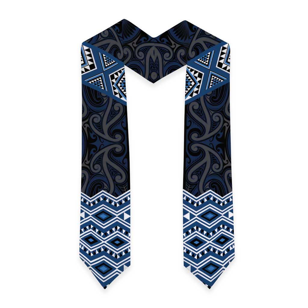 New Zealand Aotearoa Graduation Stole Blue Taniko Art Maori Pattern LT05 - Polynesian Pride