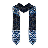 New Zealand Aotearoa Graduation Stole Blue Taniko Art Maori Pattern LT05 - Polynesian Pride