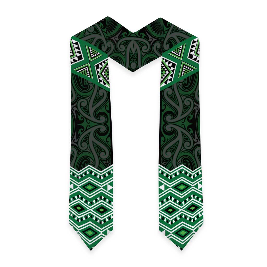 New Zealand Aotearoa Graduation Stole Green Taniko Art Maori Pattern