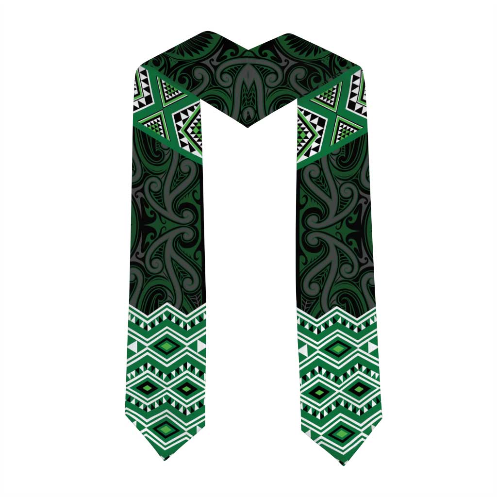 New Zealand Aotearoa Graduation Stole Green Taniko Art Maori Pattern
