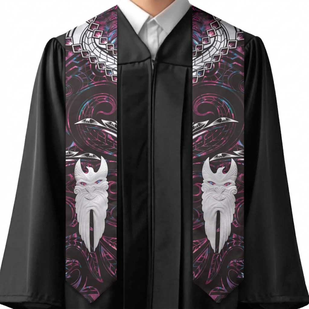 New Zealand Aotearoa Graduation Stole Maori Hei Rehua Paua Shell Glitter Pink LT05 - Polynesian Pride