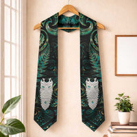 New Zealand Aotearoa Graduation Stole Maori Tane Te Waiora Paua Shell Glitter Green LT05 One Size Green - Polynesian Pride