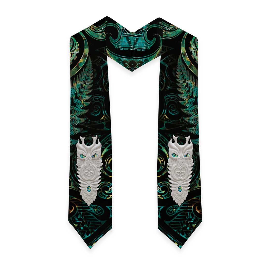 New Zealand Aotearoa Graduation Stole Maori Tane Te Waiora Paua Shell Glitter Green LT05 - Polynesian Pride