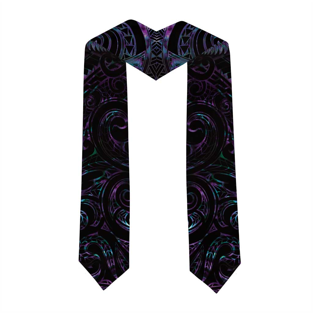 New Zealand Aotearoa Graduation Stole Maori Tane Te Waiora Paua Shell Glitter Purple LT05 - Polynesian Pride