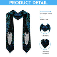 New Zealand Aotearoa Graduation Stole Maori Tane Te Waiora Paua Shell Glitter Turquoise LT05 - Polynesian Pride