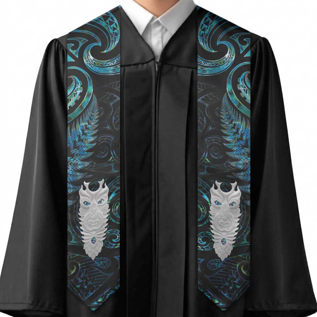 New Zealand Aotearoa Graduation Stole Maori Tane Te Waiora Paua Shell Glitter Turquoise LT05 - Polynesian Pride