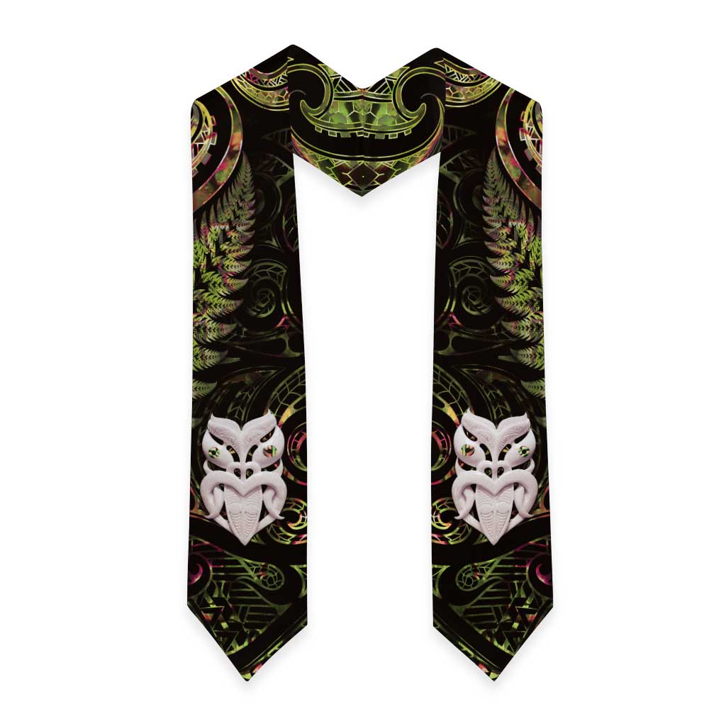 New Zealand Aotearoa Graduation Stole Maori Wheku Paua Shell Glitter Gold LT05 - Polynesian Pride